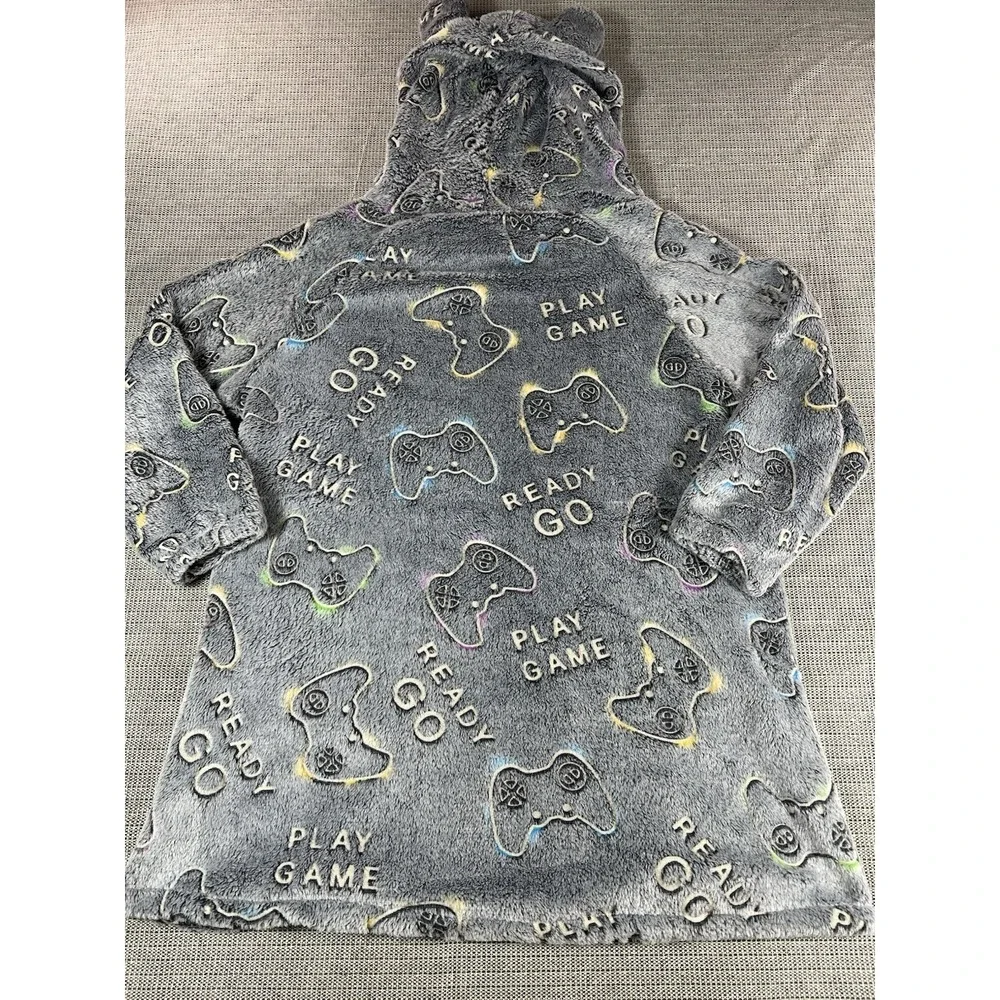Glow in the Dark Game Controller Blanket Hoodies for Kids 6-10 Years